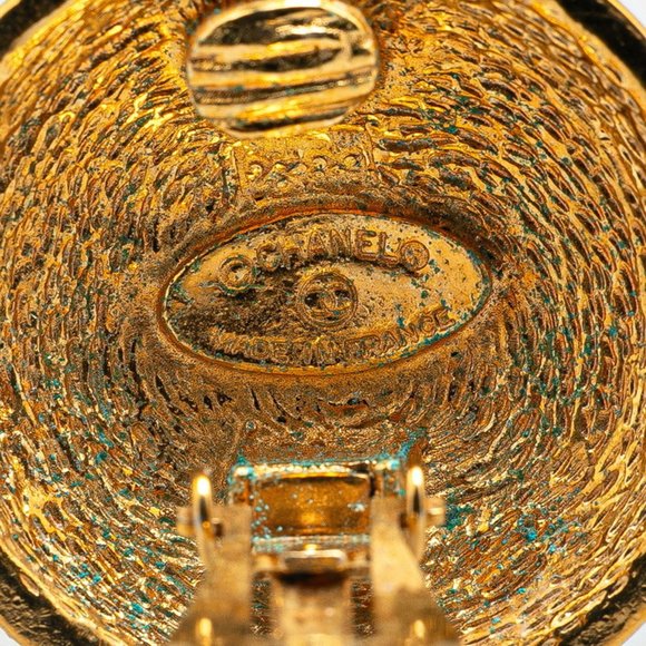 CHANEL Authentic Gold Logo Earrings - Picture 3 of 4